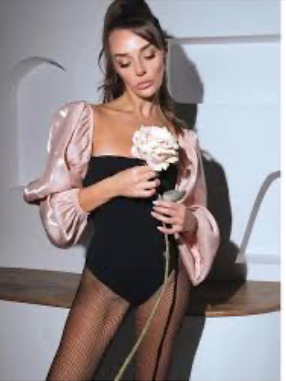 Zara Black Strapless Top with Blush Pink Satin Draping